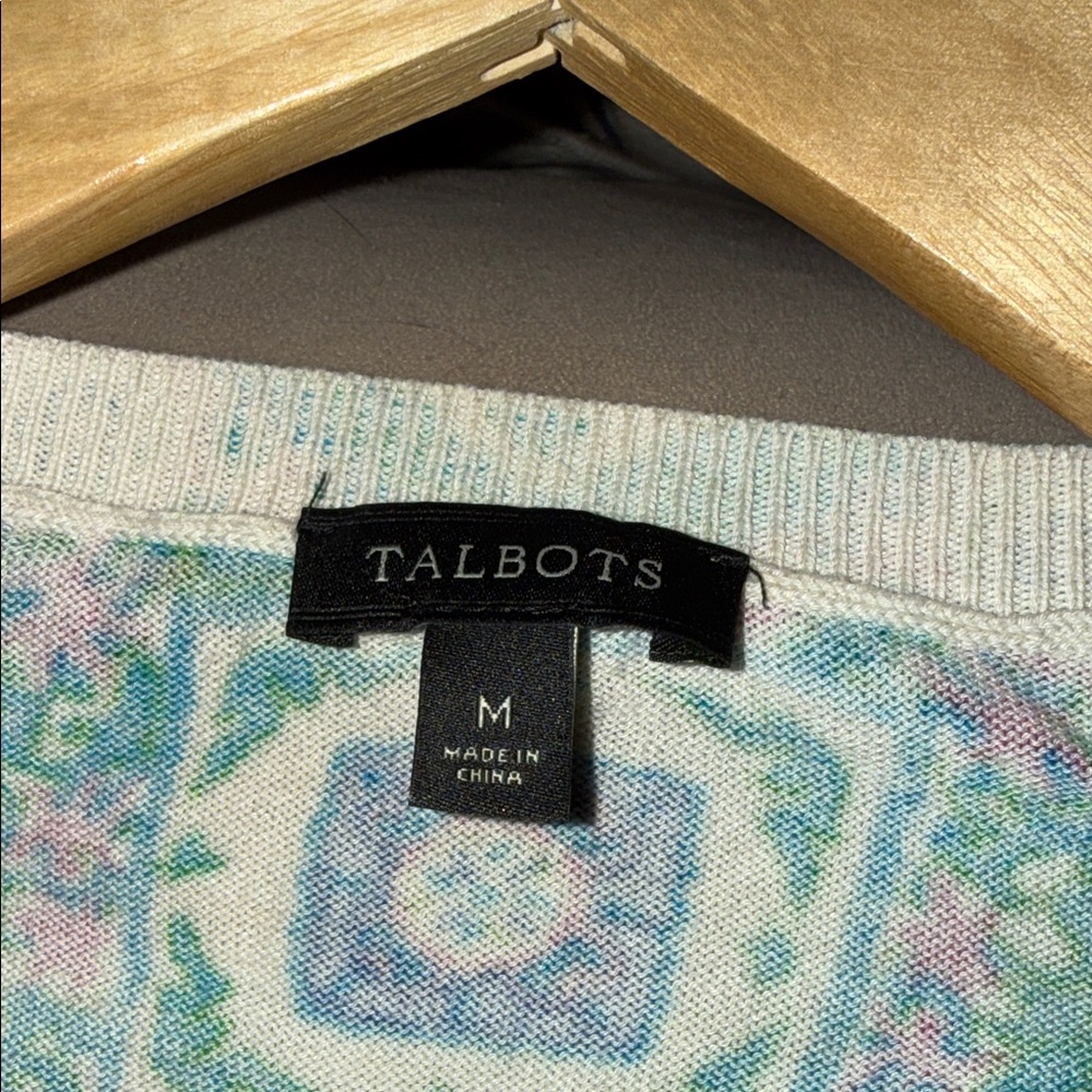 Talbots Multi-Color Geometric Button Cardigan - image 3